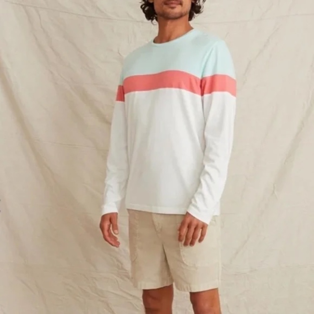 Marine Layer Jacob Pieced Crewneck Long Sleeve Large / XL Striped Cotton Modal